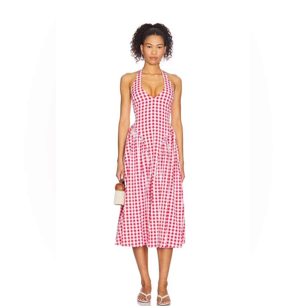 More to Come Lottie Halter Maxi Dress in Red Gingham